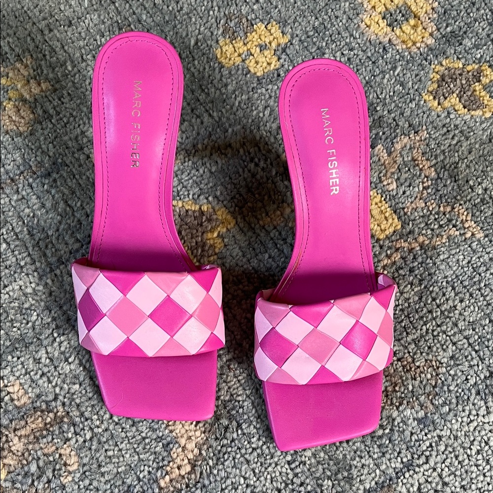 Marc Fisher Pink Plaid Women's Sandals